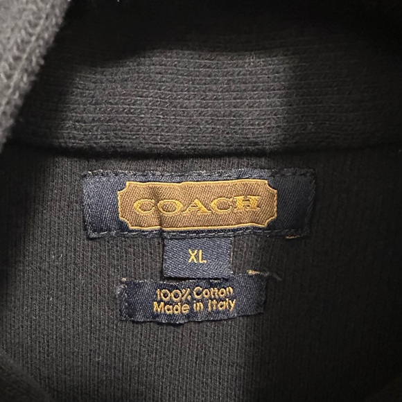 Coach Mens Soft Cotton Sweater XL Button Mock Neck Collar Navy Blue Made Italy - Picture 6 of 6